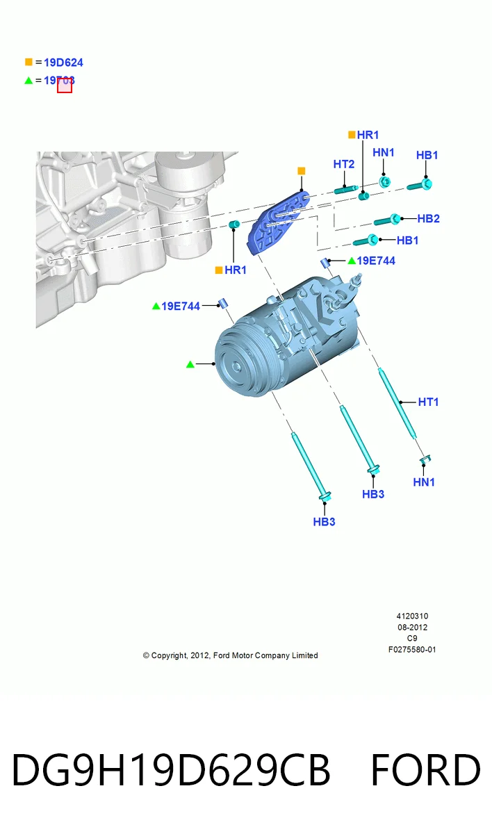 DG9H19D629CB Ford Компресор холодоагенту