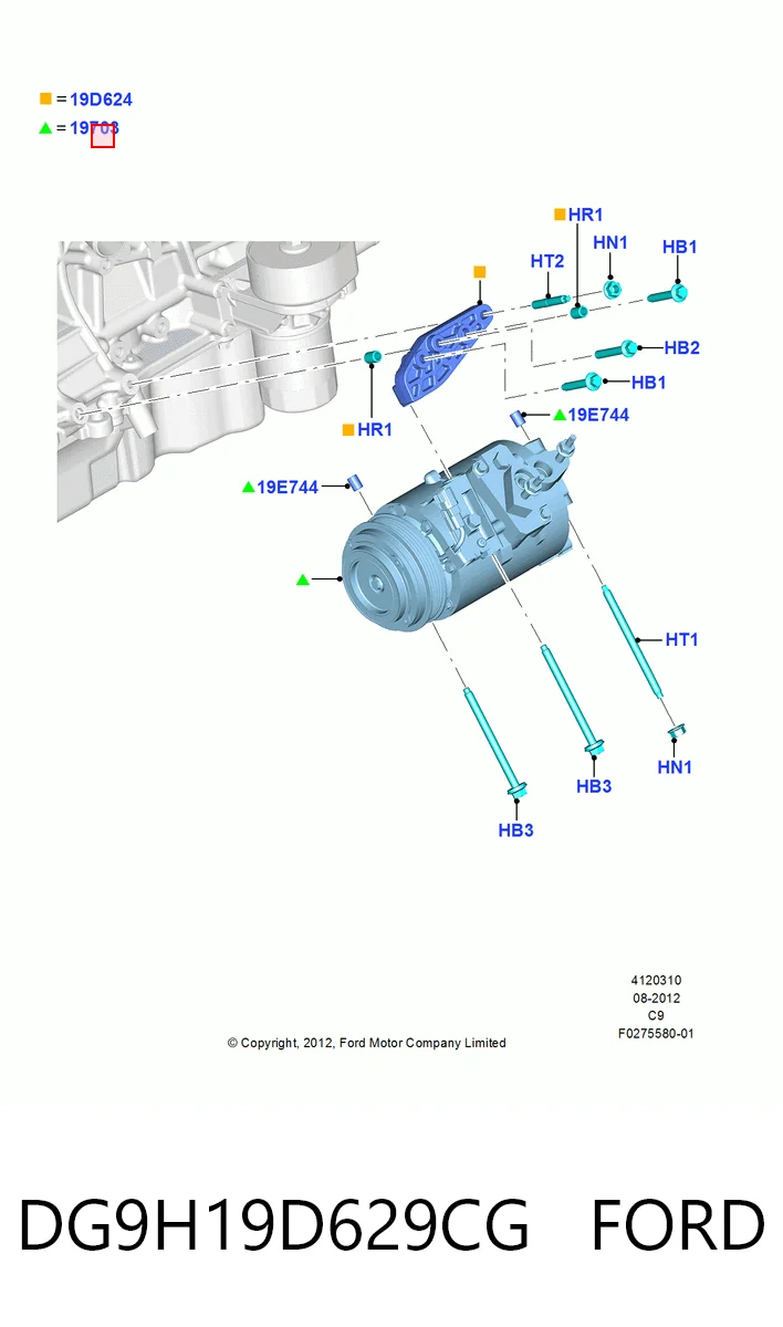 DG9H19D629CG Ford Компресор холодоагенту