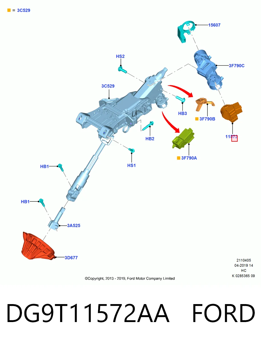 DG9T11572AA Ford Контактна група замка