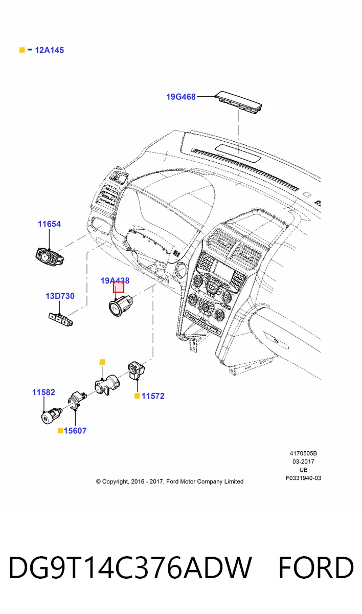DG9T14C376ADW Ford Кнопка запуску двигуна