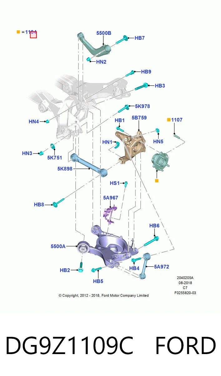 DG9Z1109C Ford Маточина задня ліва