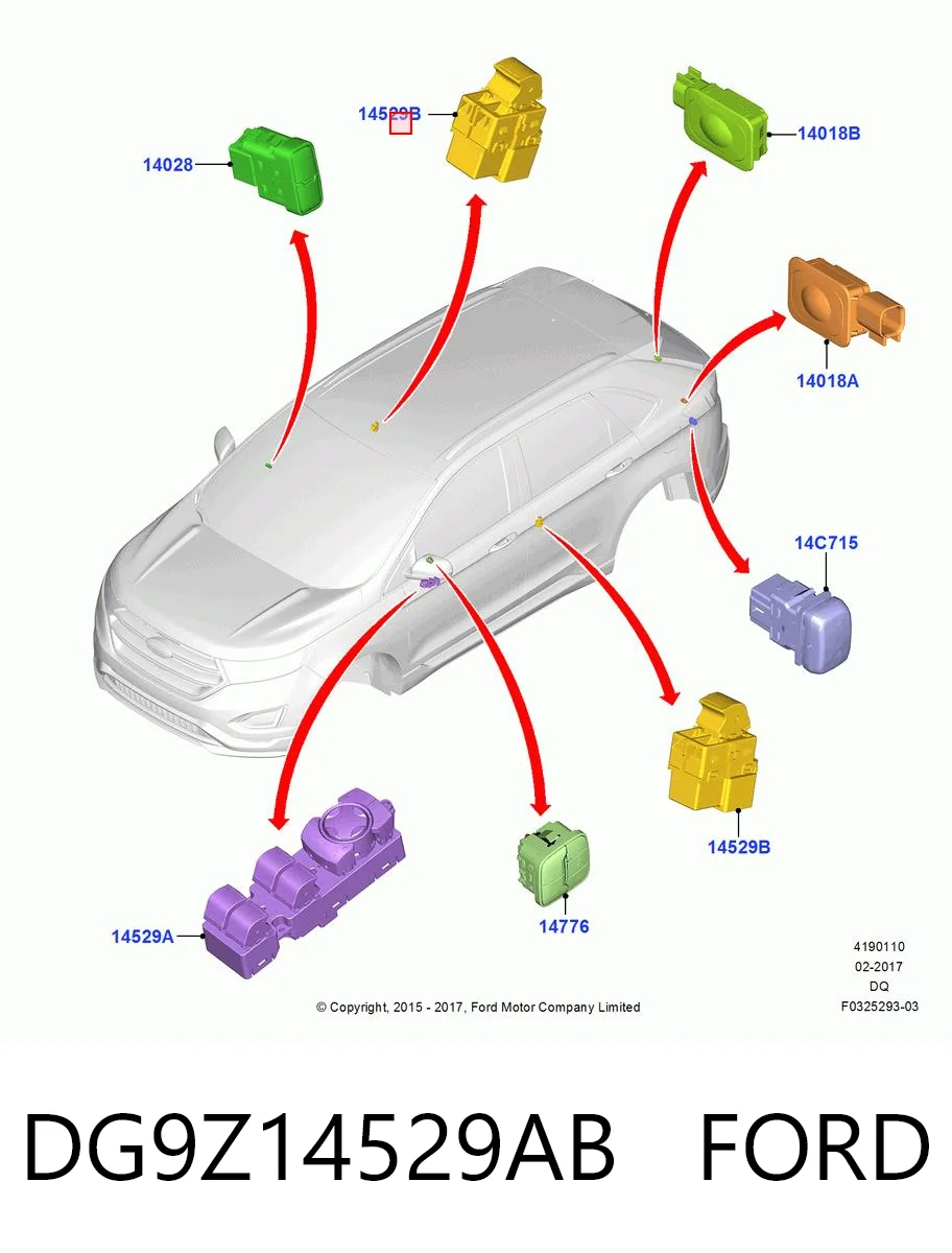 DG9Z14529AB Ford Кнопки заднього склопід'ємника