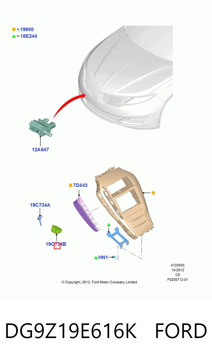 DG9Z19E616K Ford Датчик температури випарювача