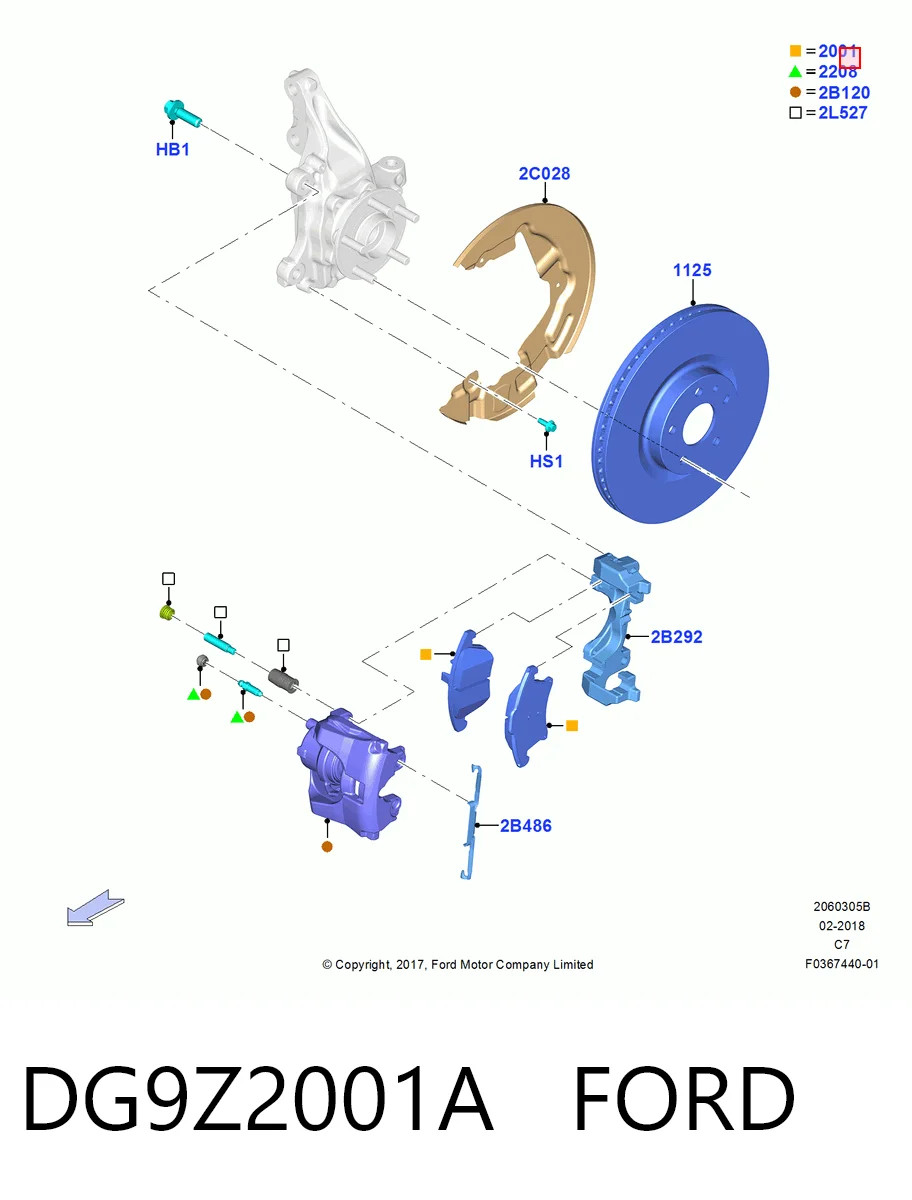 DG9Z2001A Ford Передні гальмівні колодки