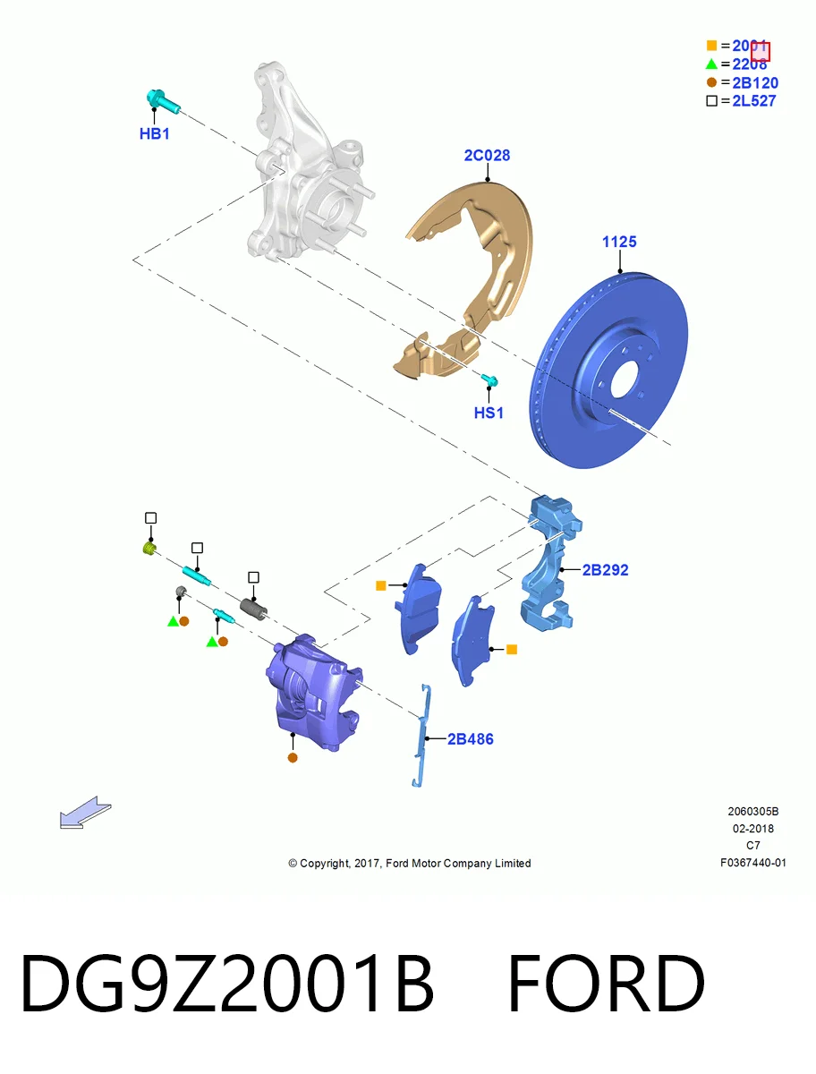 DG9Z2001B Ford Передні гальмівні колодки