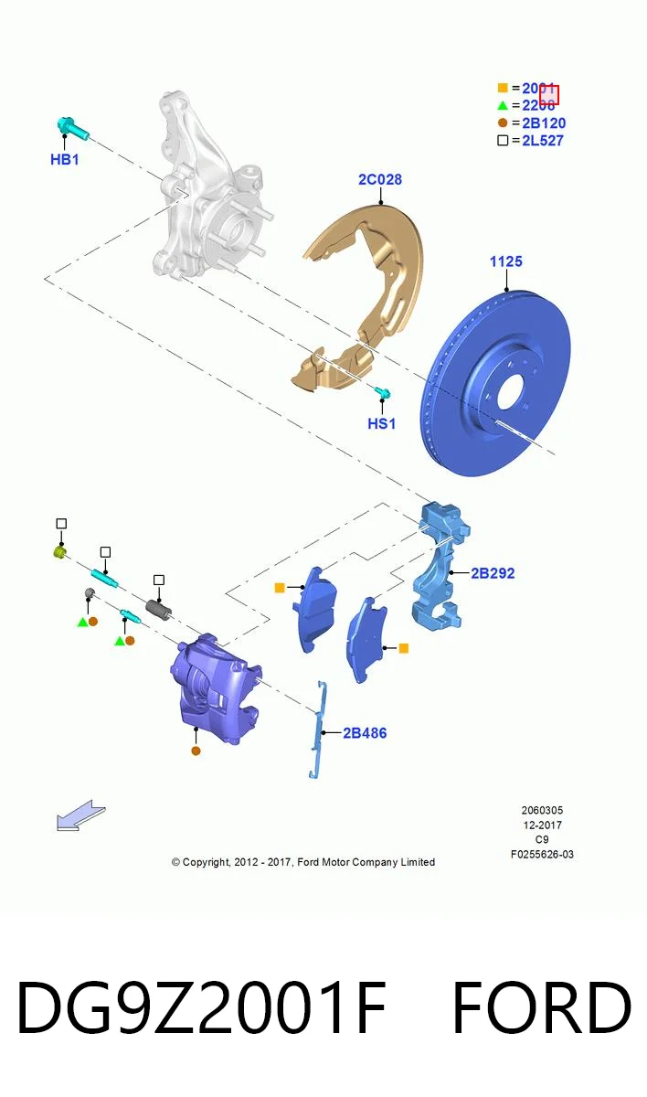 DG9Z2001F Ford Передні гальмівні колодки
