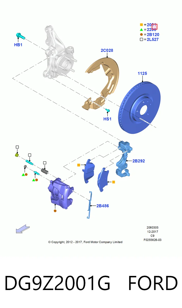 DG9Z2001G Ford Передні гальмівні колодки