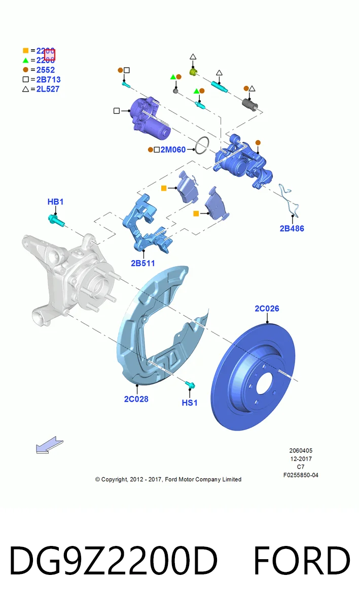 DG9Z2200D Ford Колодки гальмівні задні, дискові