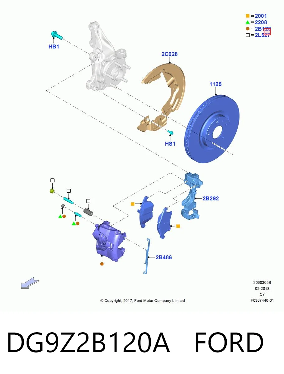 DG9Z2B120A Ford Супорт гальмівний передній правий