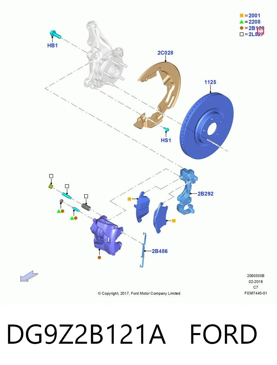 DG9Z2B121A Ford Супорт гальмівний, передній, лівий