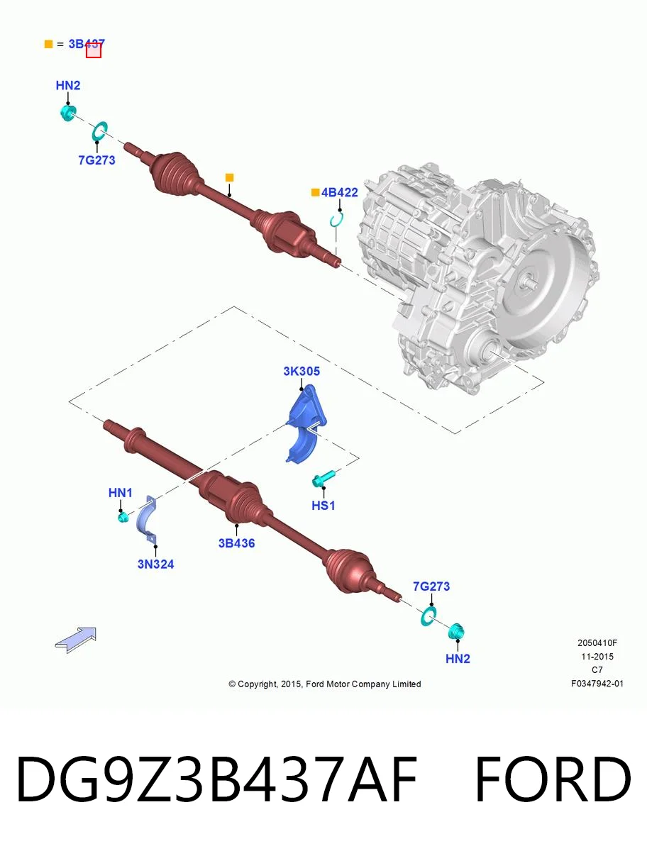 DG9Z3B437AF Ford Привід лівий