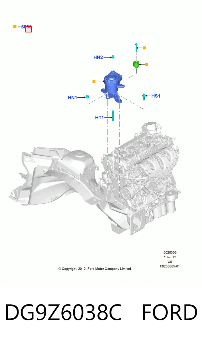 DG9Z6038C Ford Права подушка мотора