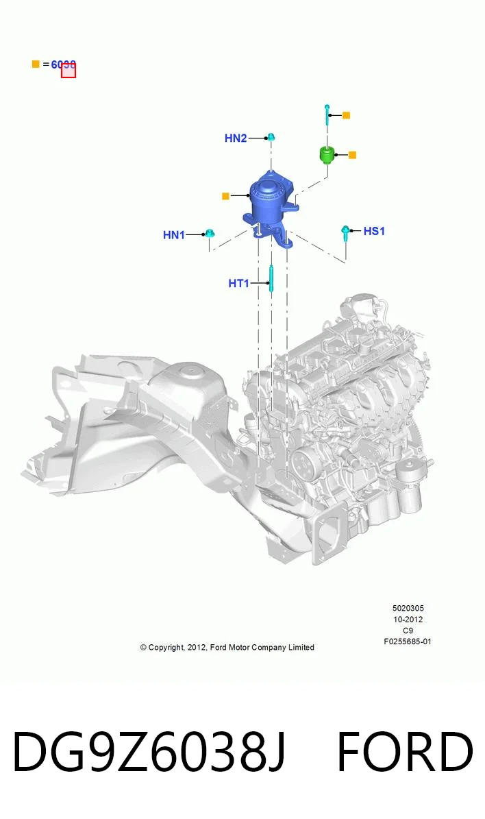 DG9Z6038J Ford Права подушка мотора