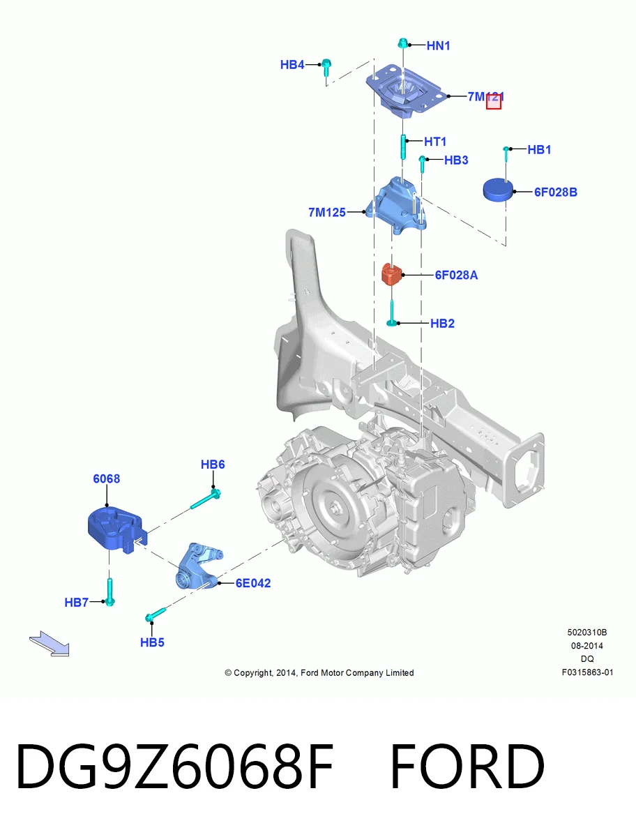 DG9Z6068F Ford Подушка трансмісії (опора коробки передач), ліва