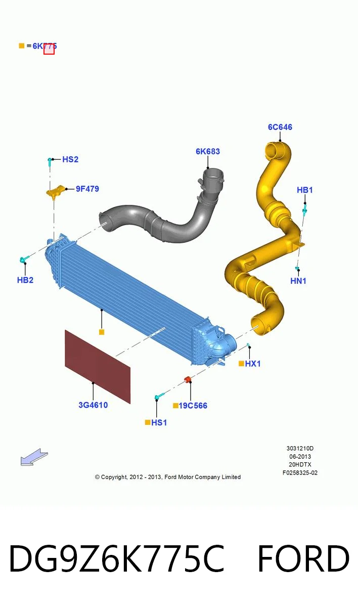 DG9Z6K775C Ford Охолоджувач наддувочного повітря