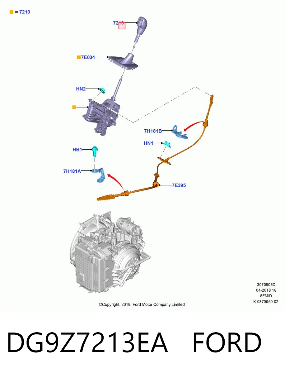 DG9Z7213EA Ford Ручка важеля коробки передач