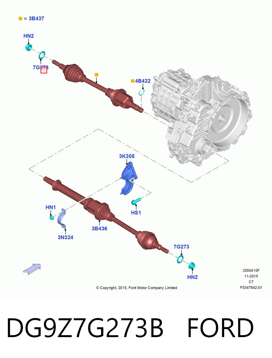 DG9Z7G273B Ford Шайба диференціала переднього моста