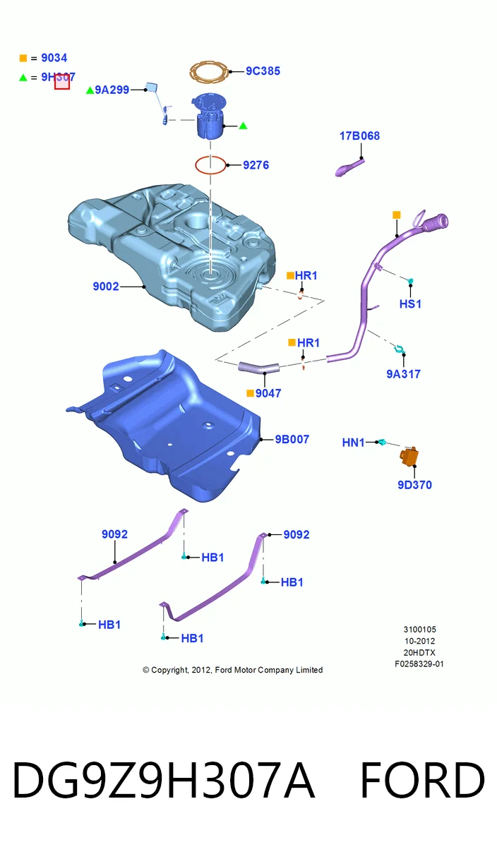 DG9Z9H307A Ford Електробензонасос