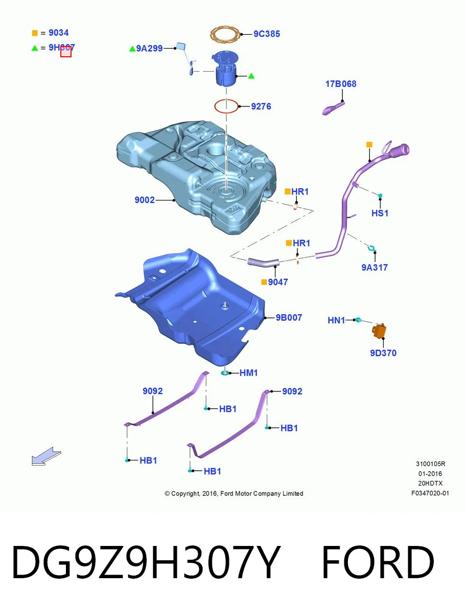DG9Z9H307Y Ford Електробензонасос
