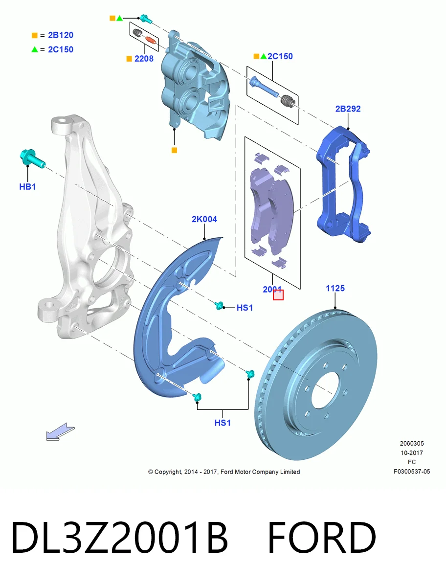 DL3Z2001B Ford Передні гальмівні колодки