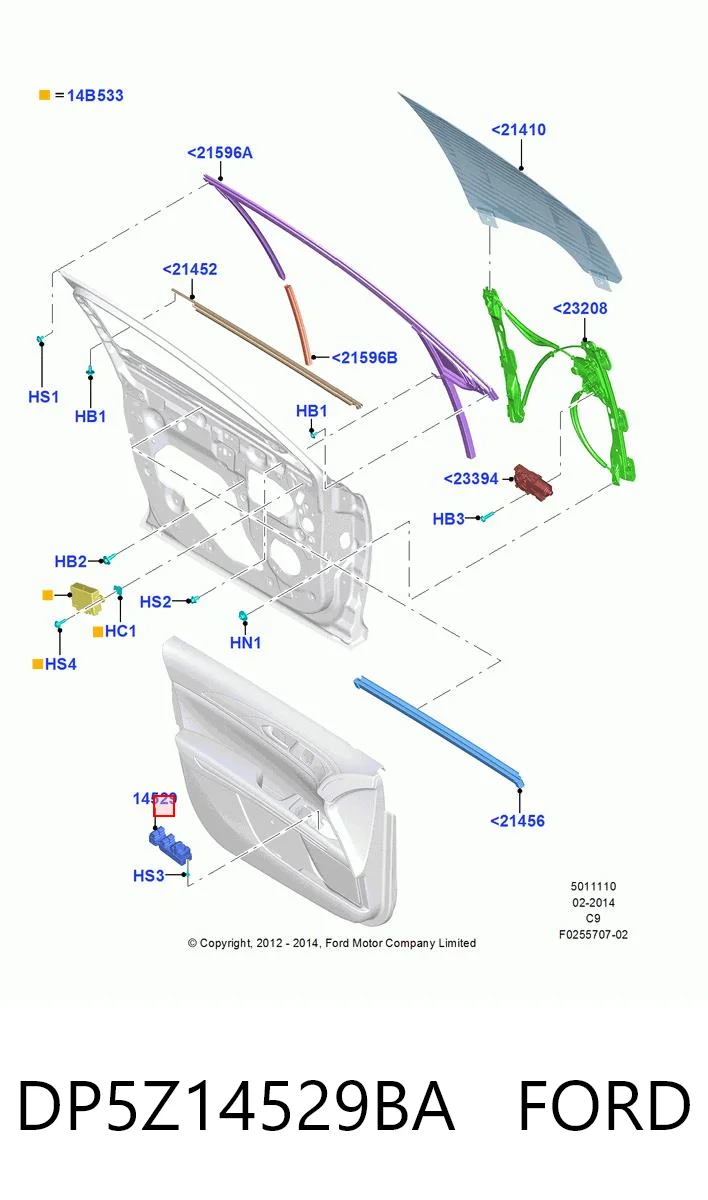DP5Z14529BA Ford Кнопки переднього лівого склопід'ємника