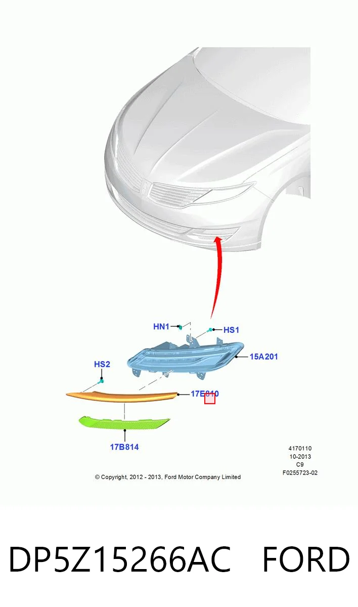 DP5Z15266AC Ford Ободок фари протитуманной