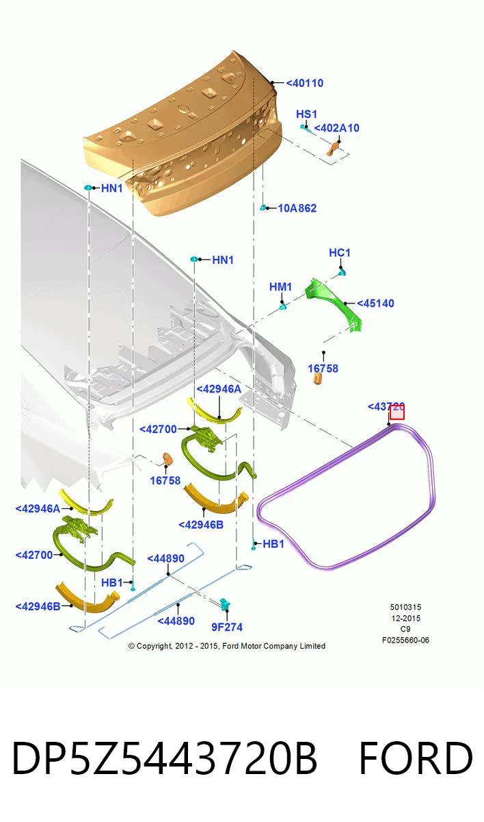 DP5Z5443720B Ford Прокладочний гумка багажника
