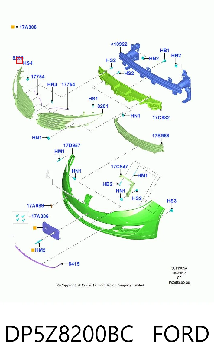 DP5Z8200BC Ford Решітка радіатора права