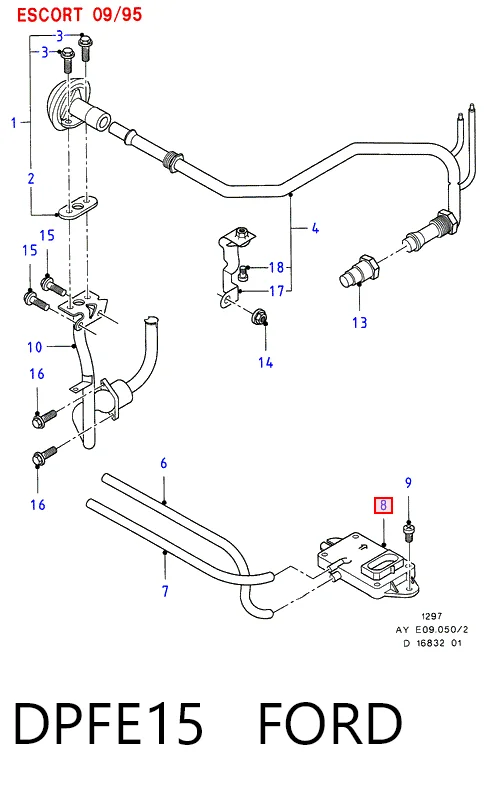 DPFE15 Ford Датчик тиску EGR