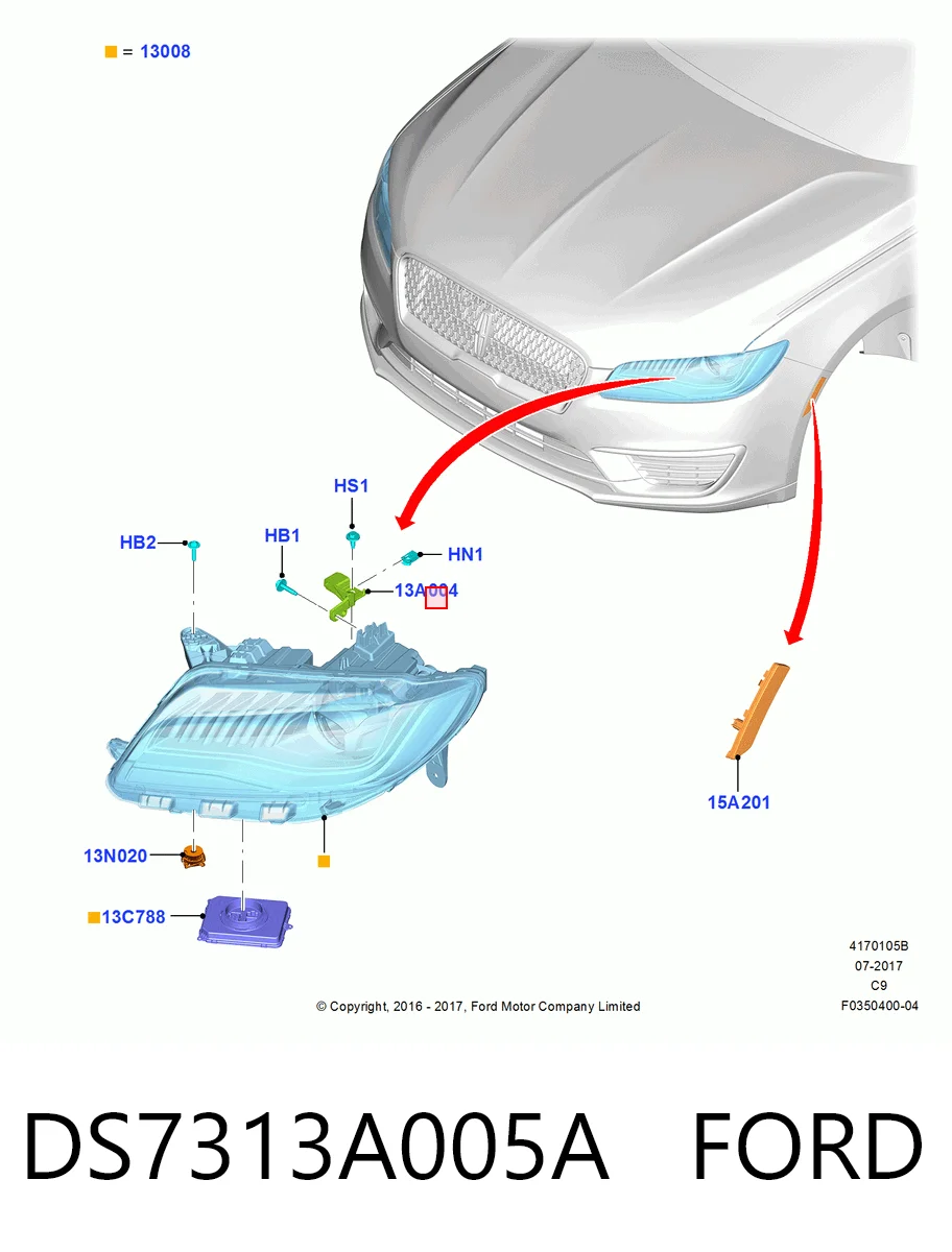 LQZS268L Ford Кріплення фари передньої, лівої