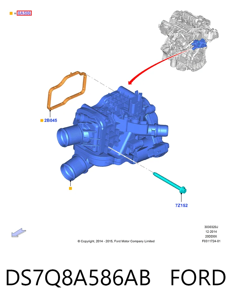DS7Q8A586AB Ford Корпус термостата в зборі