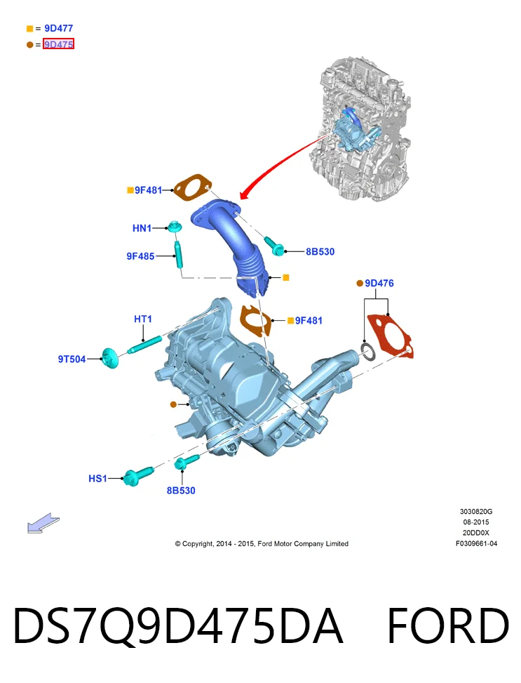 DS7Q9D475DA Ford Клапан рециркуляції відпрацьованих газів EGR