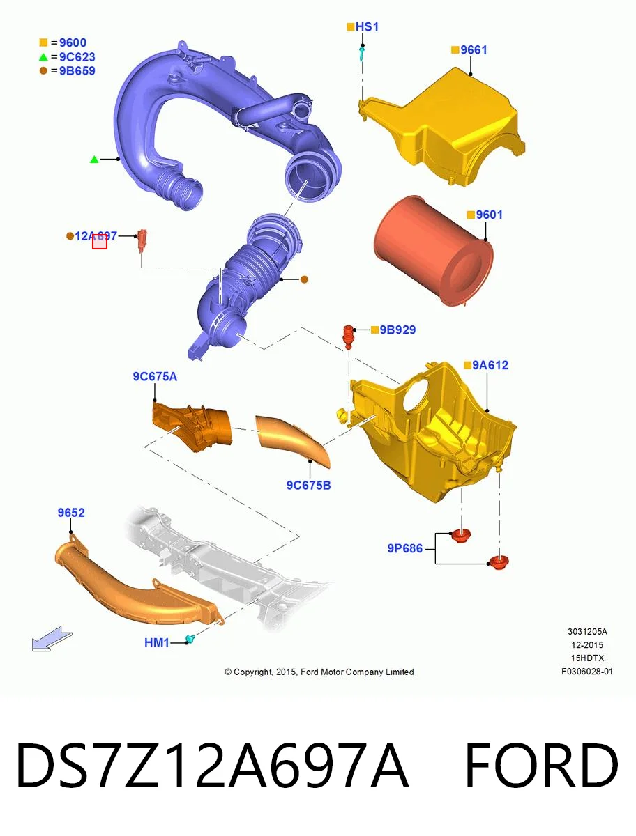 DS7Z12A697A Ford Датчик температури повітряної суміші