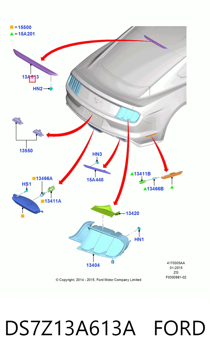 DS7Z13A613A Ford Стоп-сигнал заднього скла