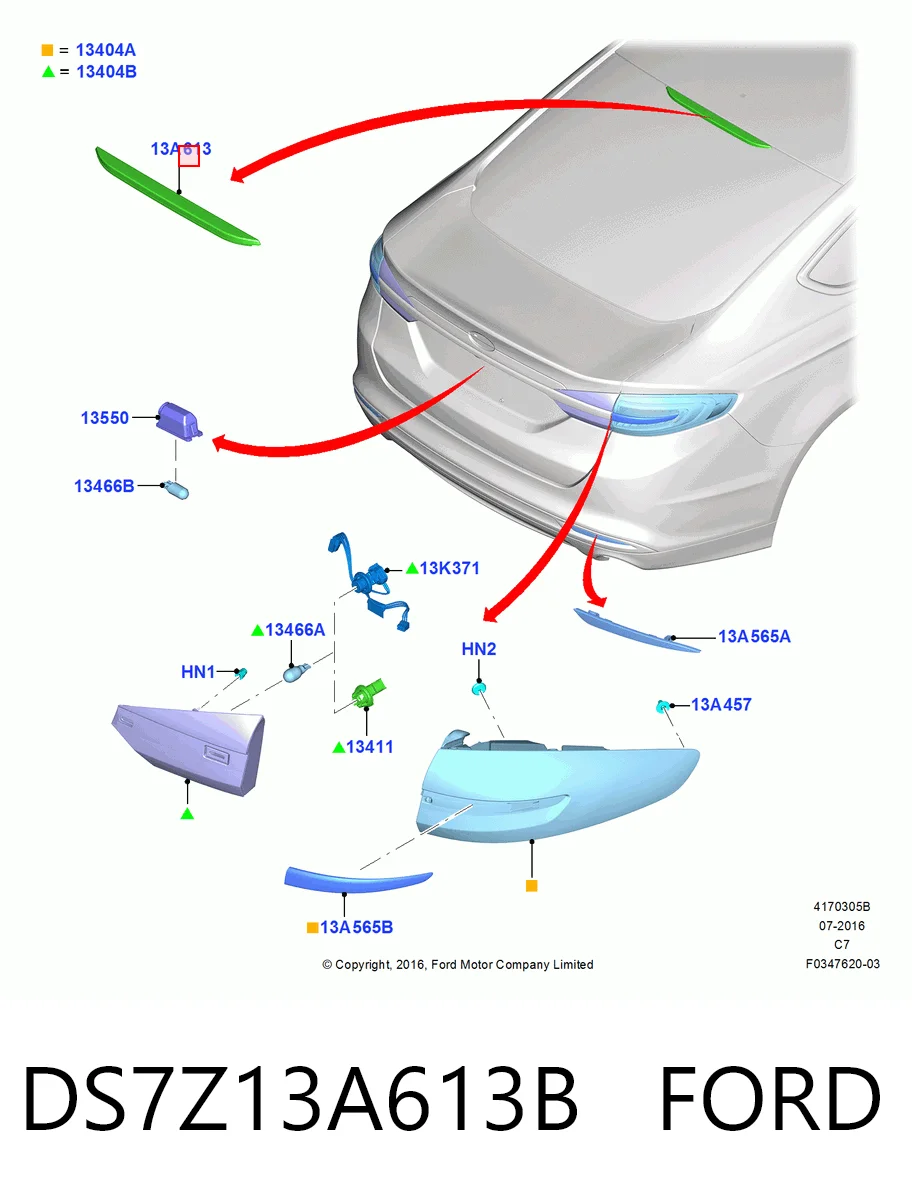 DS7Z13A613B Ford Стоп-сигнал заднього скла