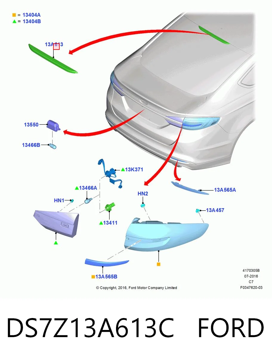 DS7Z13A613C Ford Стоп-сигнал заднього скла