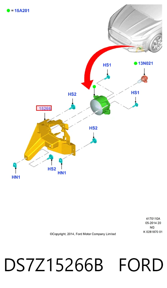 DS7Z15266B Ford Кріплення протитуманки, лівої