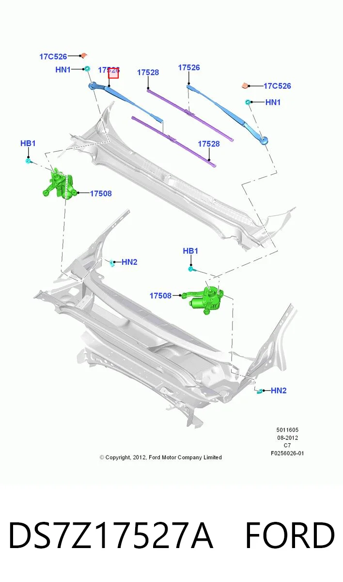 DS7Z17527A Ford Щітка двірника ліва
