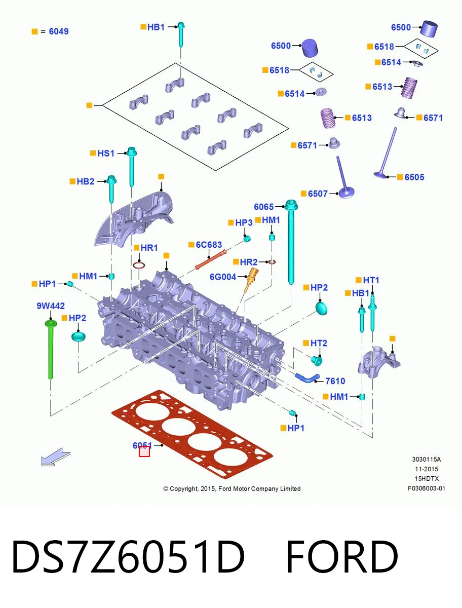 DS7Z6051D Ford Прокладка під головку