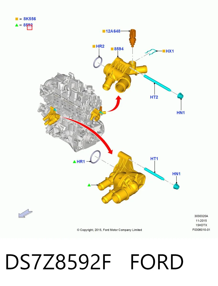 DS7Z8592F Ford Корпус термостата в зборі