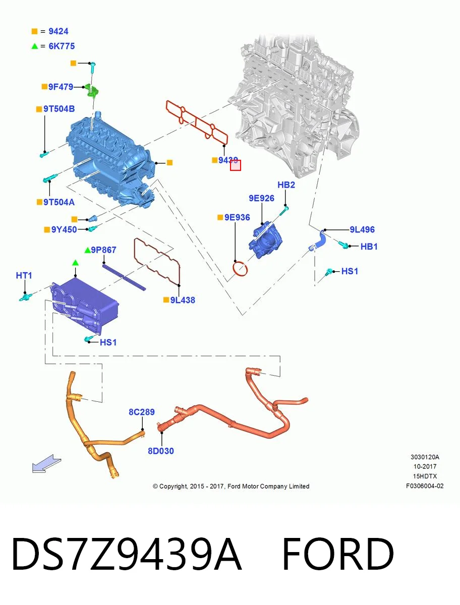 DS7Z9439A Ford Прокладка впускного колектора