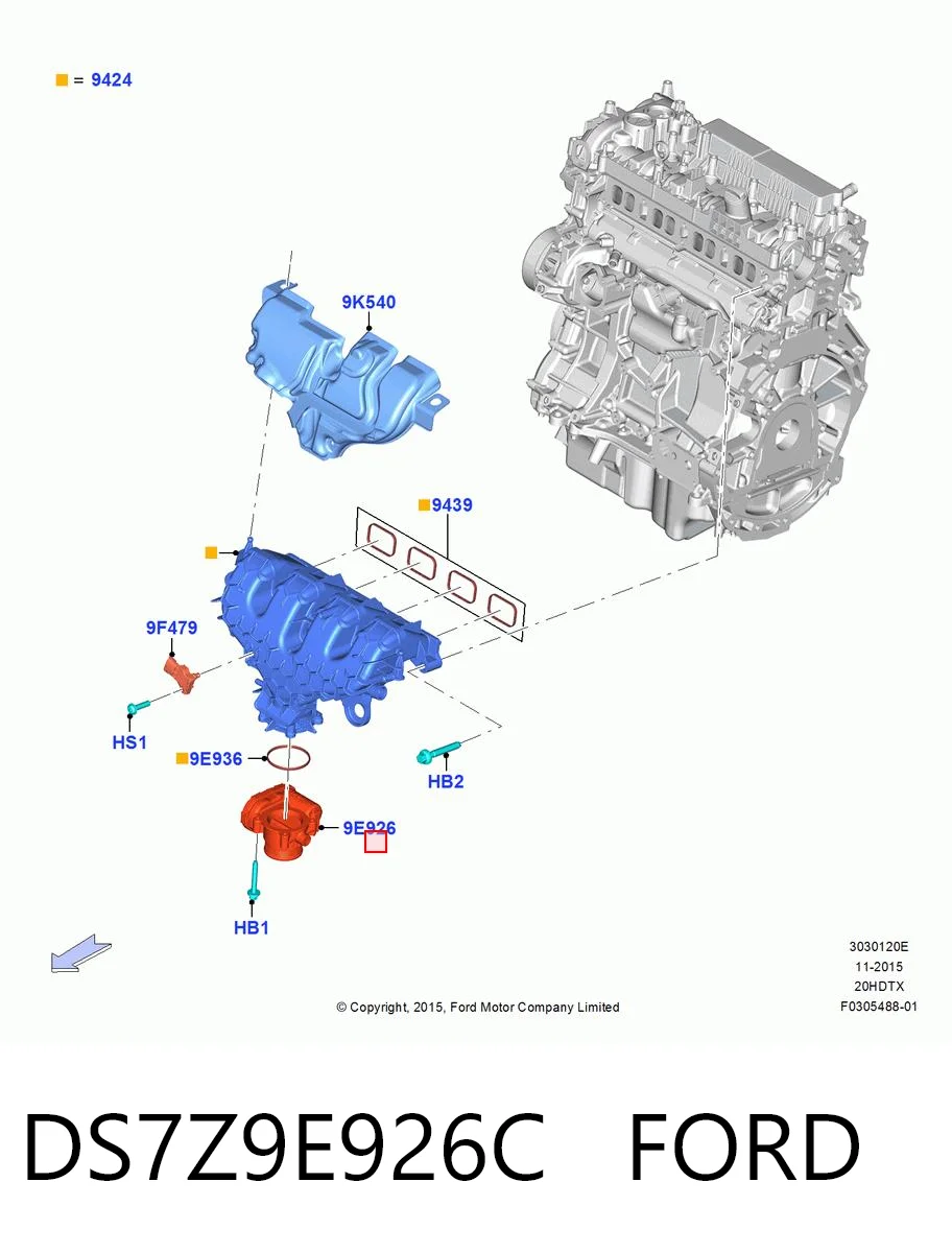 DS7Z9E926C Ford Дросільна заслінка в зборі