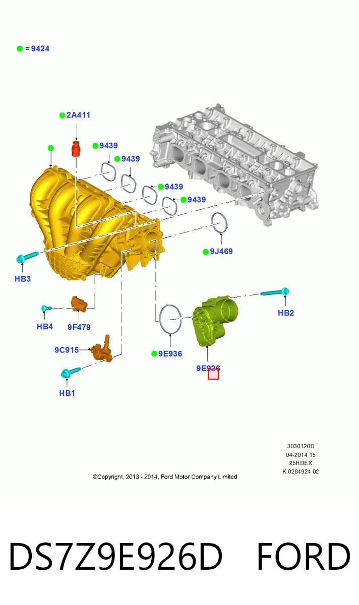 DS7Z9E926D Ford Дросільна заслінка в зборі