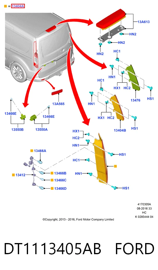 Ліхтар задній лівий Ford DT1113405AD ціна, від 60.35 USD