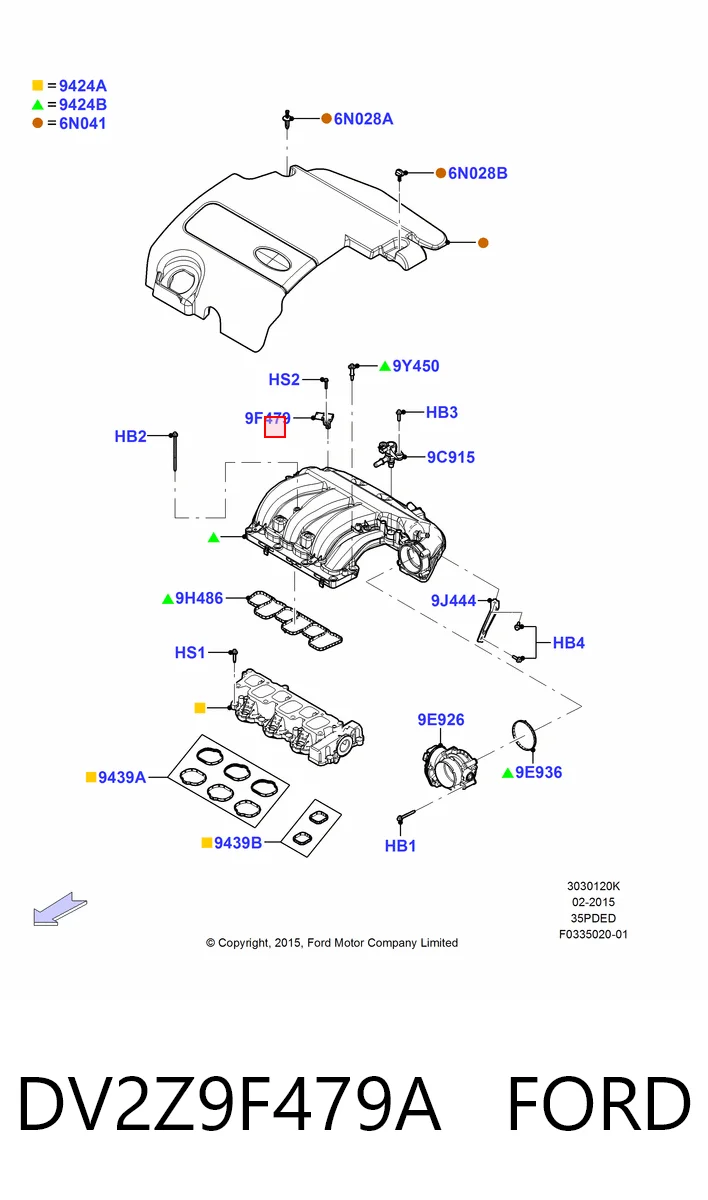 DV2Z9F479A Ford Датчик наддува