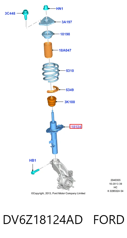 DV6Z18124AD Ford Ліва передня стійка