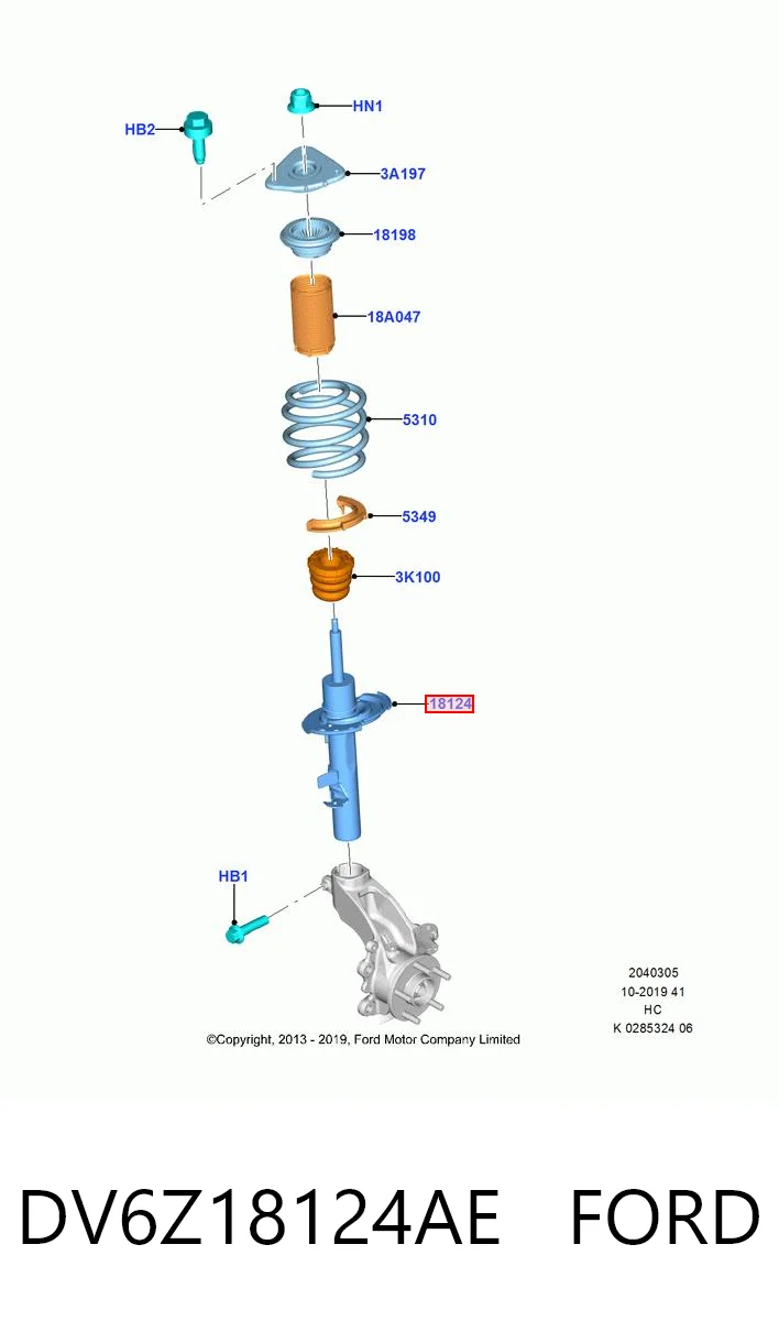 DV6Z18124AE Ford Ліва передня стійка