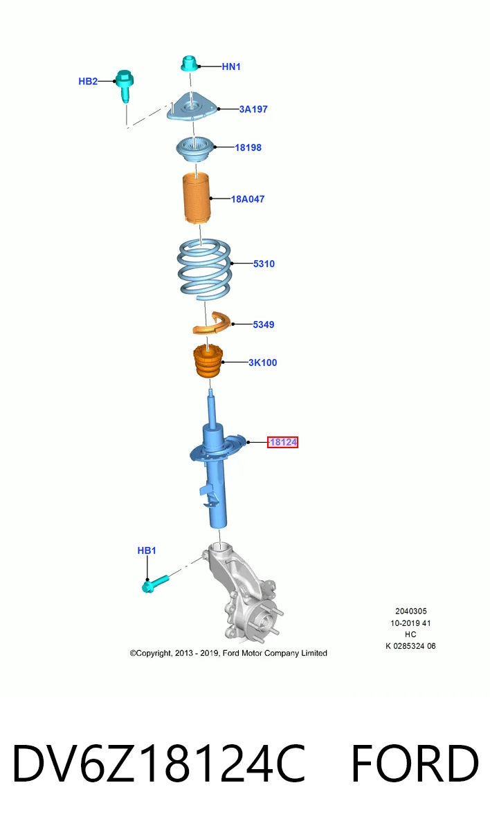 DV6Z18124C Ford Ліва передня стійка