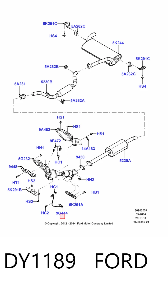 DY1189 Ford Лямбда зонд після каталізатора