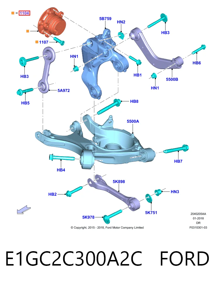 E1GC2C300A2C Ford Маточина (передня)